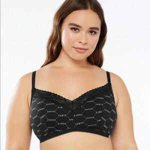Savage X Fenty Cotton Essentials Bralette Black Caviar Logo Print 3X